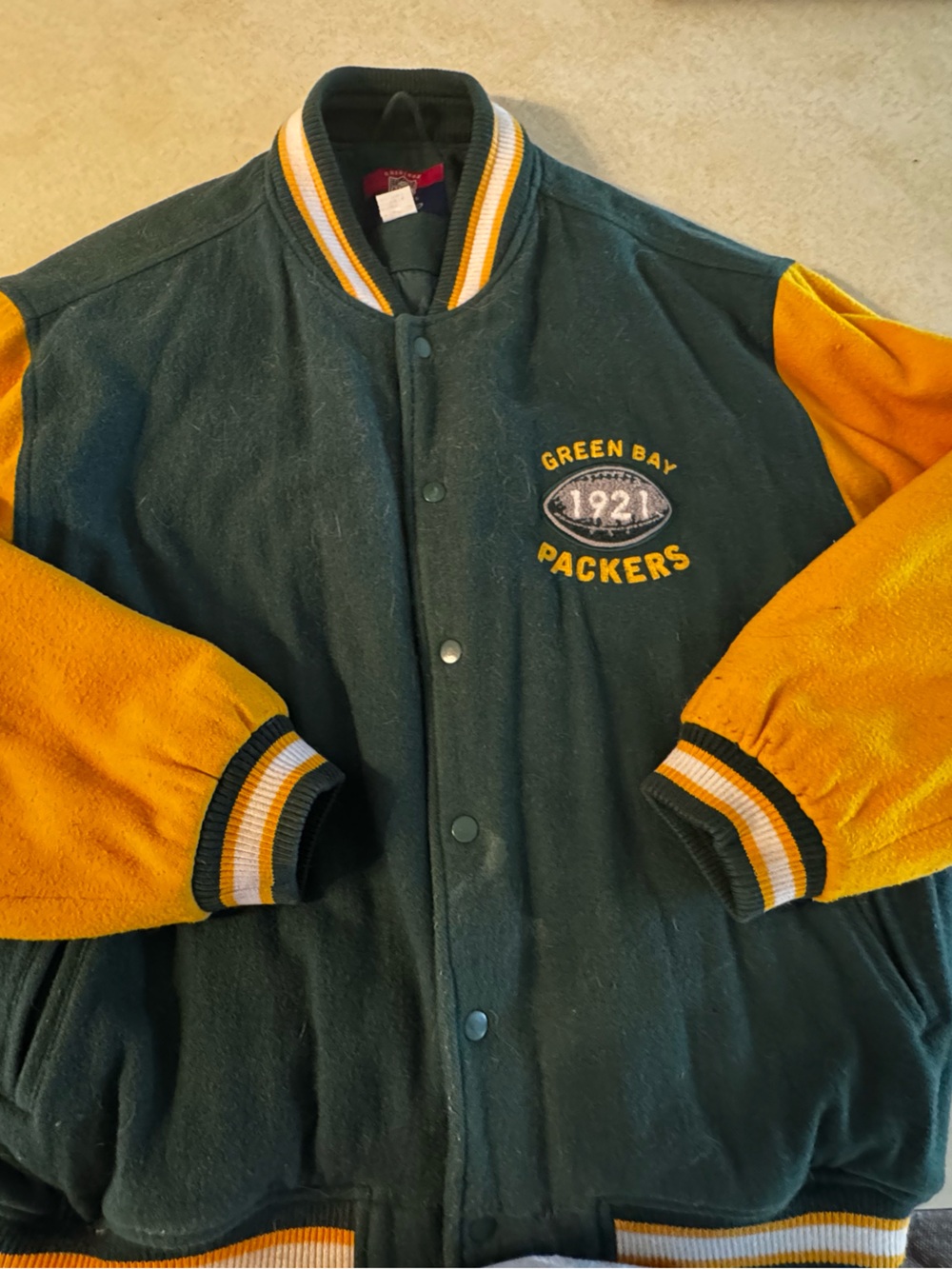 Green Bay Packers Green and Gold Varsity Bomber Jacket